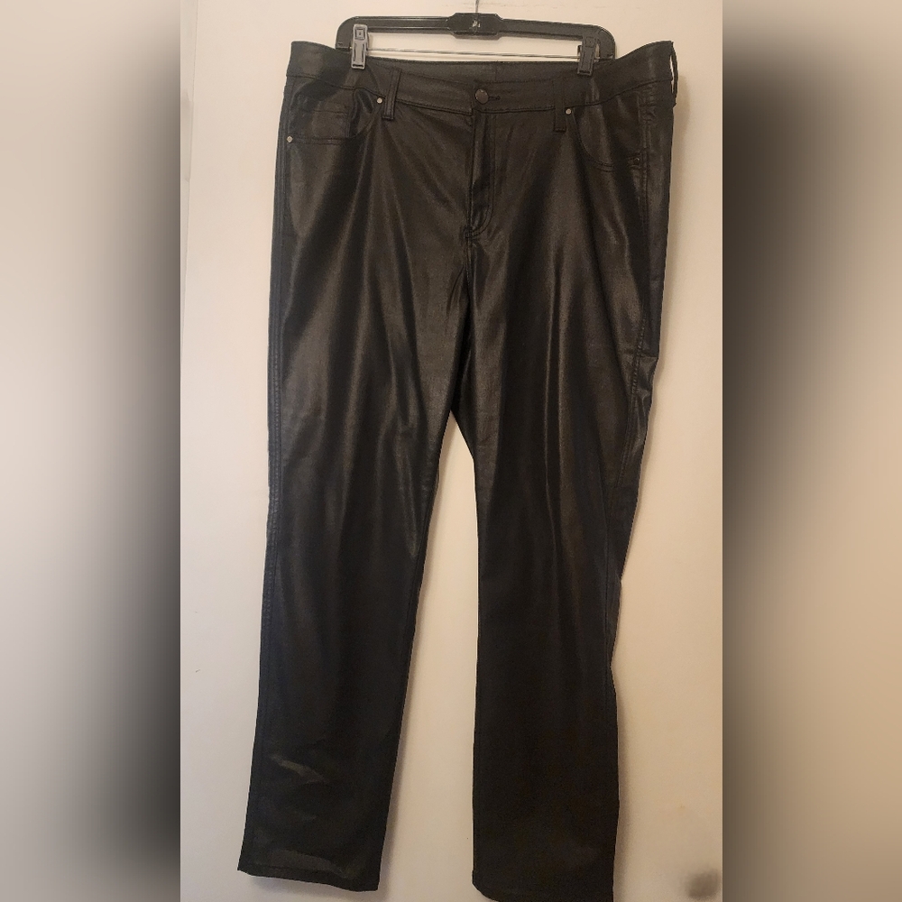 CHICOS Black Faux Leather Pants